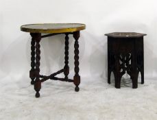 Indian circular brass topped table on spiral turne