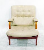 Modern bentwood and cream soft leather upholstered