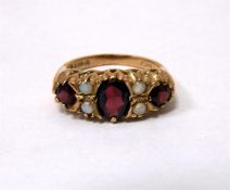 9ct gold, garnet and opal set ring, 4g approx in t