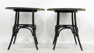 Pair of circular Lloyd Loom conservatory tables ra