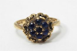 9ct gold and paste set cluster ring, the oval pink