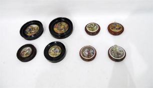 Quantity of pot lids including bears at school 'Al