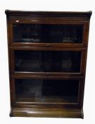 Oak three-section Wernicke-type bookcase
