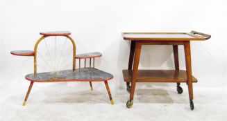 Formica topped teak two tier tea trolley, a three