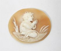Georgian carved shell cameo, circa 1730-1760 oval,