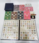 Large quantity of foreign and some English coins including world gemstones, silver 4 proof Bahamas