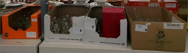Large quantity of cut glass, mainly sherries, liqueur glasses, shot glasses, a boxed Bohemian