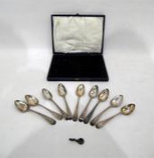 Collection of early 19th century George III silver teaspoons with bright cut decoration, each