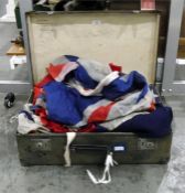 Quantity of flags and collectable items to include glasses, door handles, trinket boxes, keys,