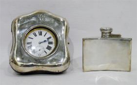 19th century silver and morocco leather cased pocket watch, engraved initial 'C', Chester hallmark
