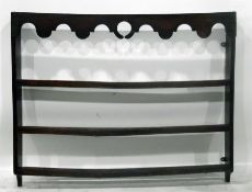 Old oak plate rack of three shelves, width 122cm