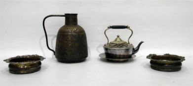 Early 20th century teapot of Christopher Dresser style, similar stand, pair of Victorian wine