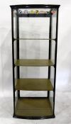 Bowfront glazed display cabinet enclosing shelves, height 167cm