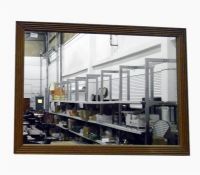 Modern rectangular wall mirror with gilt-coloured frame, 95cm wide