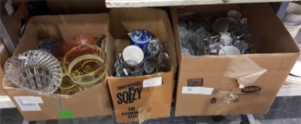 Quantity of assorted glassware with various beer/lager crests, assorted china, 1940's/50's