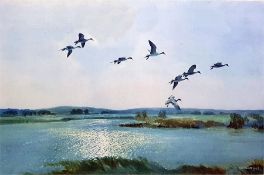 After Peter Scott  Two signed colour prints with studio blindstamp, signed in pencil in the margin