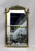 Modern rectangular gilt framed mirror with floral decoration, reeded columns, 37.5cm wide