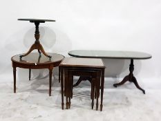 Nest of three coffee tables with brown leatherette