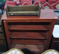 Stained pine four-tier open bookcase, 107cm wide,