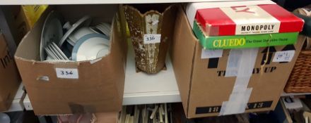 Assorted ceramics including Royal Doulton 'Rose Elegans' part dinner service, various vintage games