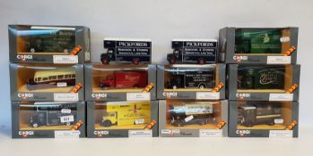 Assorted Corgi Classics removals lorries and coach