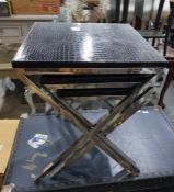 Modern nest of three faux crocodile skin topped co