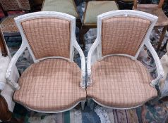 Pair of white painted open arm French style elbow