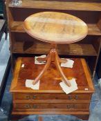 Reproduction burr yew veneered and cross-banded pe