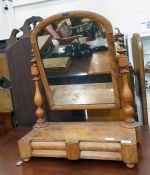 Victorian toilet mirror with turned supports, the