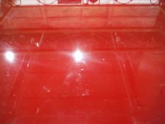 Red lacquer side cupboard, the pair of doors with