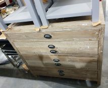 Limed wood chest of four drawers in the manner of