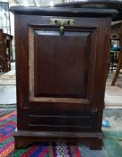 Edwardian mahogany coal box, the fall front enclos