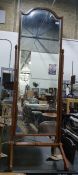 Mahogany framed cheval mirror with bevelled plate