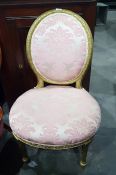 Giltwood cameo backed chair on reeded supports
