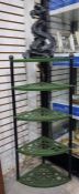 A Le Creuset cast iron potstand, painted dark gree