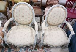 Pair of French style cameo backed open arm elbow c