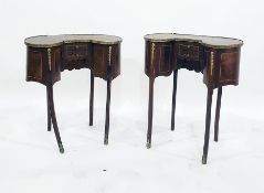 Pair of walnut, mahogany and inlaid French style s