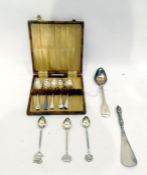 Five silver Old English pattern coffee spoons, She