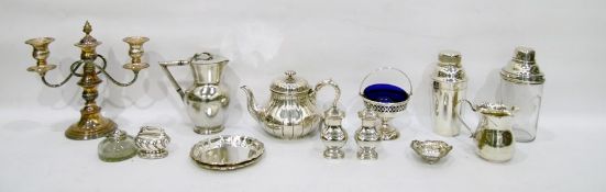Quantity of silver plate to include teapot, cockta