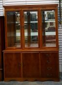 Modern yew veneered lounge wall display cabinet wi