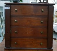 Old mahogany miniature wellington chest of four lo