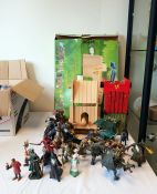 Wooden slot together castle with siege towers (one