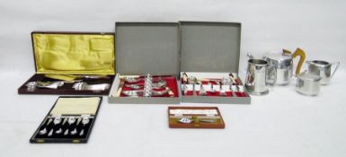 Set of six silver coffee spoons (cased), two boxes