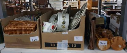 Two carved Chinese figures, assorted ceramics, var