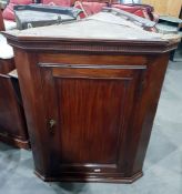 19th century mahogany hanging corner cupboard encl