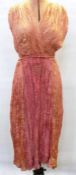 1930's Fortuny style cocktail dress with a panel inset to the front and a plaited silk belt