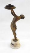 Art Deco bronzed-effect metal female figure table lamp in the form of female figure semi reclining