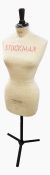 Stockman vintage dressmaker's dummy, cloth body, wooden head and stand, size 42