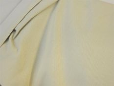 Pair of thick cream blackout lined curtains, a Regency striped Laura Ashley single curtain and a