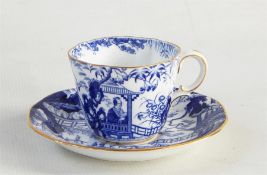 Royal Crown Derby china teaset, blue and white with Chinese scenes of figures in garden settings,